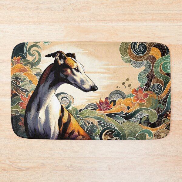 Item preview, GALOGO - Ukiyo-e Suibokuga Greyhounds - Vol. III Floral Contemporary Collection - Autumn Currents designed and sold by GALOGO – Art for Sighthounds & Animal Welfare.