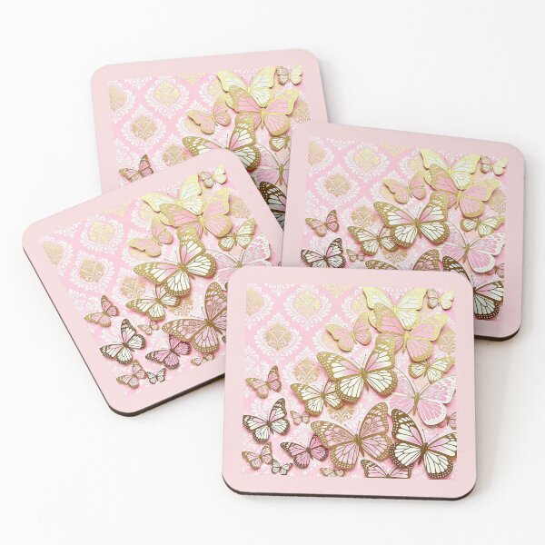 Item preview, Pink & Gold Foil Damask & Butterflies designed and sold by DesignsByPrnces.