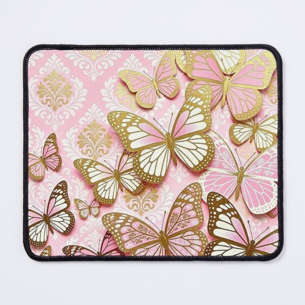 Item preview, Pink & Gold Foil Damask & Butterflies designed and sold by DesignsByPrnces.