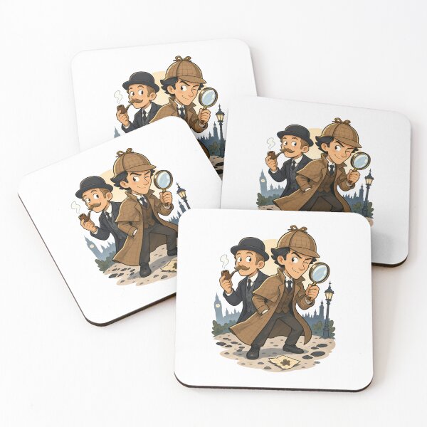 Item preview, Sherlock Holmes and Watson Cute Cartoon Detective Art designed and sold by Fenay Designs.