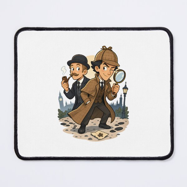 Item preview, Sherlock Holmes and Watson Cute Cartoon Detective Art designed and sold by Fenay Designs.