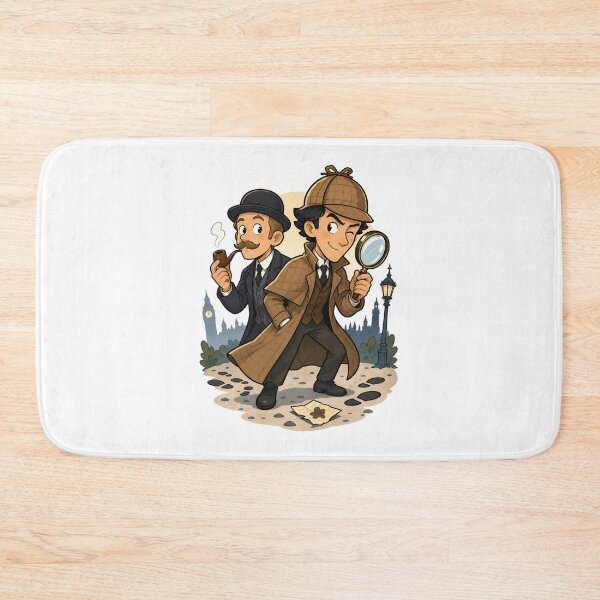 Item preview, Sherlock Holmes and Watson Cute Cartoon Detective Art designed and sold by Fenay Designs.