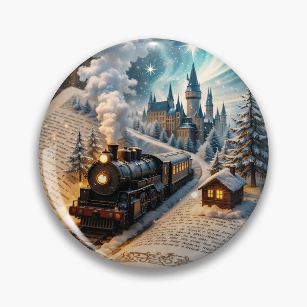 Item preview, Magical Storybook Train Journey – Winter Castle Fantasy Book Print designed and sold by Kaleidoscope Print.