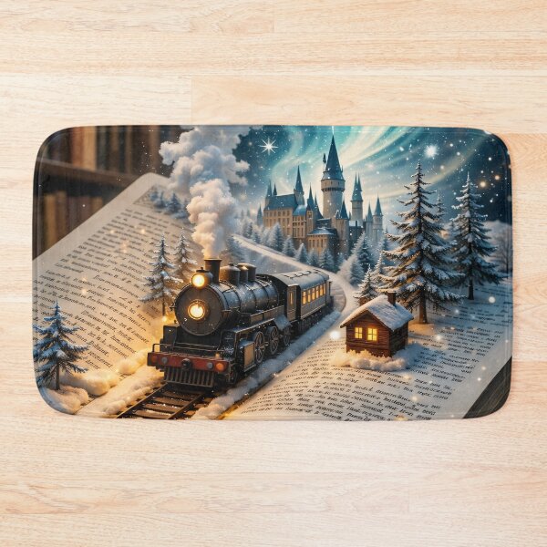 Item preview, Magical Storybook Train Journey – Winter Castle Fantasy Book Print designed and sold by Kaleidoscope Print.