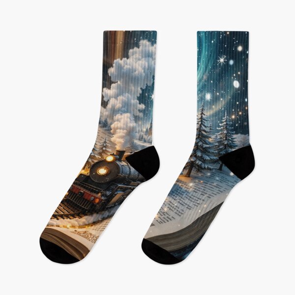 Item preview, Magical Storybook Train Journey – Winter Castle Fantasy Book Print designed and sold by Kaleidoscope Print.