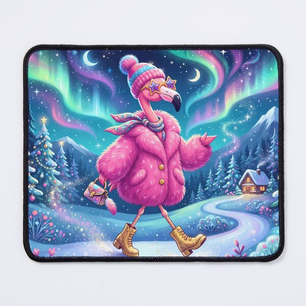 Item preview, Cool Pink Flamingo Moon Mushrooms Snow Winter Vibes designed and sold by ART ATTACK ZONE.