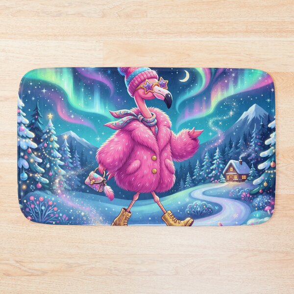 Item preview, Cool Pink Flamingo Moon Mushrooms Snow Winter Vibes designed and sold by ART ATTACK ZONE.