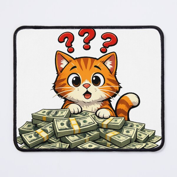 Item preview, Confused Orange Cat with Money | Funny Cash Lover Cartoon Cat designed and sold by SketchPalet.