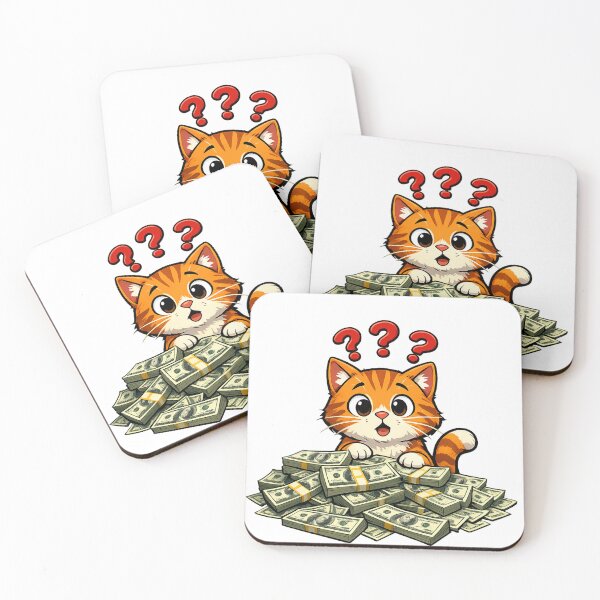 Item preview, Confused Orange Cat with Money | Funny Cash Lover Cartoon Cat designed and sold by SketchPalet.