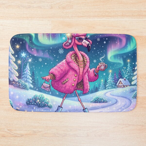 Item preview, Fashion Pink Flamingo Moon Mushrooms Snow Winter Vibes designed and sold by ART ATTACK ZONE.