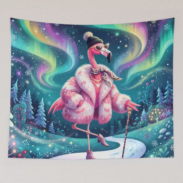 Item preview, Style Pink Flamingo Moon Mushrooms Snow Winter Vibes designed and sold by ART ATTACK ZONE.