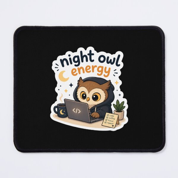 Item preview, Night Owl Energy – Programmer Owl Sticker designed and sold by PatternFly.