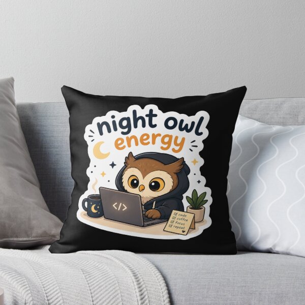 Item preview, Night Owl Energy – Programmer Owl Sticker designed and sold by PatternFly.