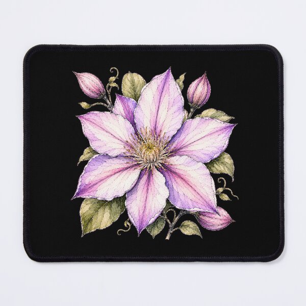 Item preview, Hand Drawn Clematis Watercolor Botanical Floral Illustration designed and sold by ColorSplash123.