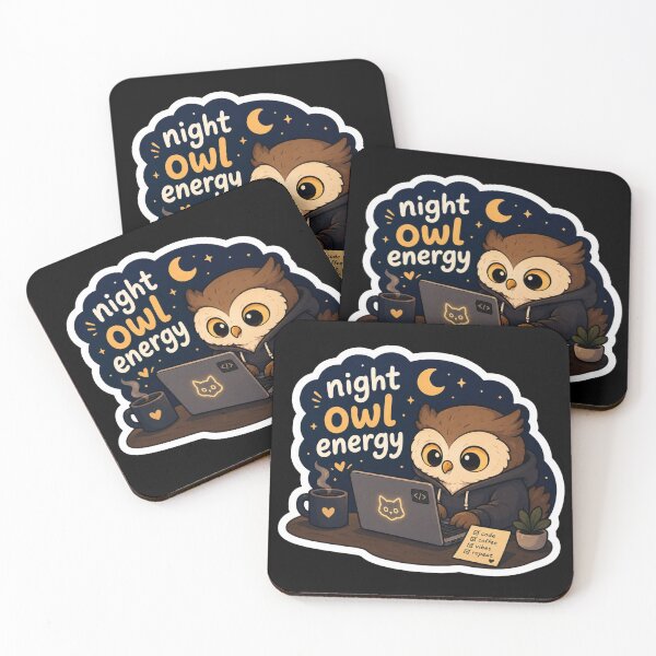 Item preview, Night Owl Coder – Funny Programmer Sticker designed and sold by PatternFly.