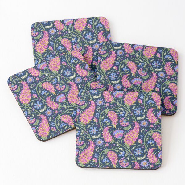 Item preview, Vintage Pink Floral Jacobean Paisley Chintz Pattern - Blue designed and sold by paldronma.