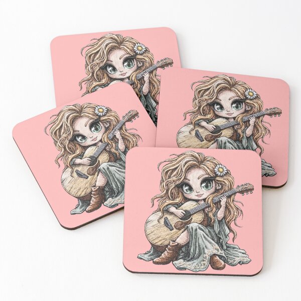Item preview, Cute Guitar Player Girl Digital Illustration designed and sold by MegaNovaArt.