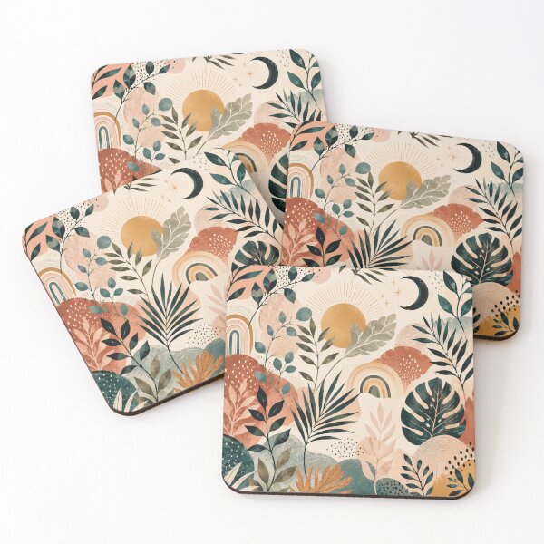 Item preview, Boho Botanical Sun and Moon Abstract Landscape designed and sold by rimmatv.
