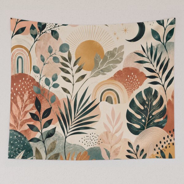 Item preview, Boho Botanical Sun and Moon Abstract Landscape designed and sold by rimmatv.
