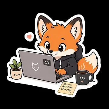 Artwork thumbnail, Cute Coding Fox – Programmer Sticker Design by PatternFly