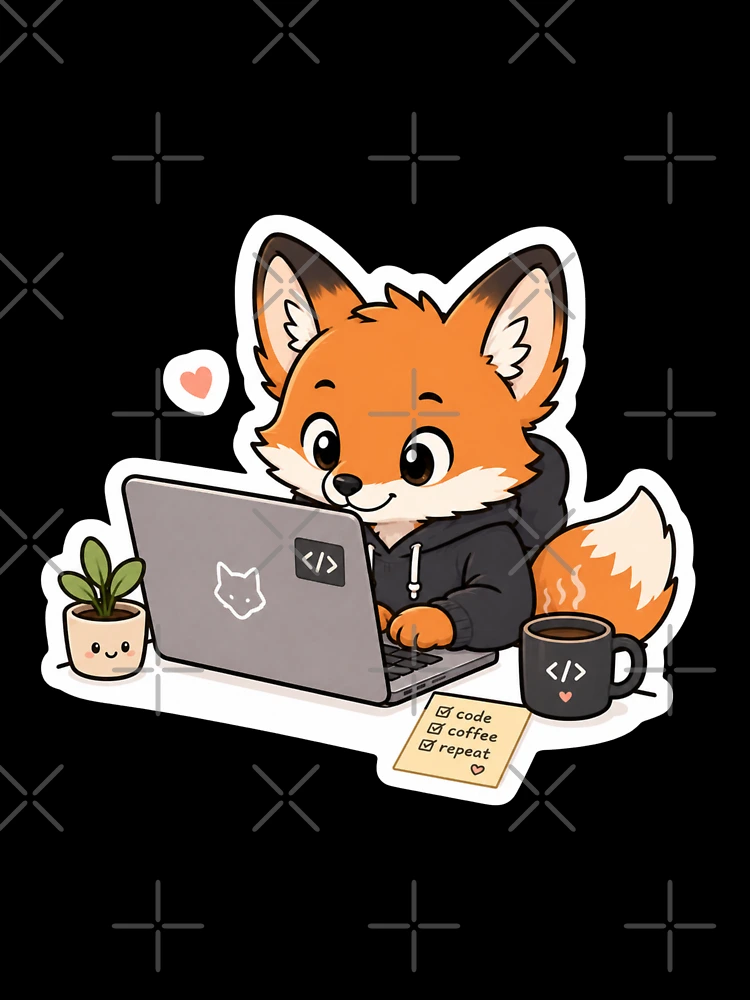Thumbnail 7 of 7, Oversized T-Shirt, Cute Coding Fox – Programmer Sticker Design designed and sold by PatternFly.