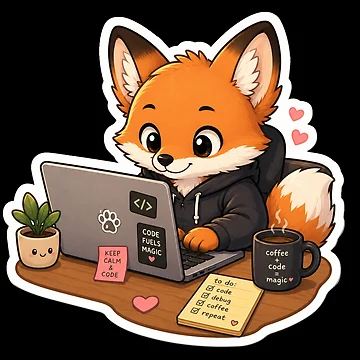 Artwork thumbnail, Coding Fox – Cute Developer Sticker by PatternFly