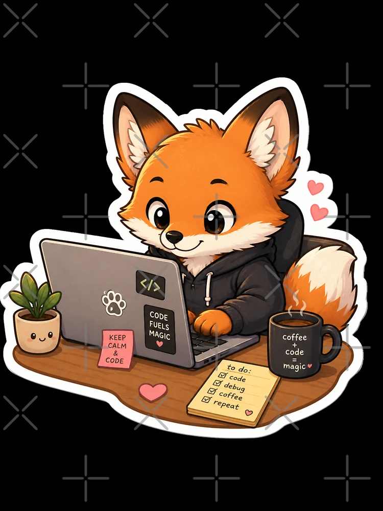 Thumbnail 7 of 7, Oversized T-Shirt, Coding Fox – Cute Developer Sticker designed and sold by PatternFly.