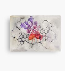 Bee on Concrete, Watercolor Painting Metal Print