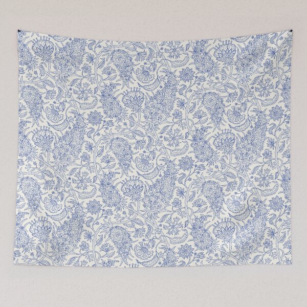 Item preview, Blue and White Toile Floral Jacobean Paisley Chintz Pattern designed and sold by paldronma.