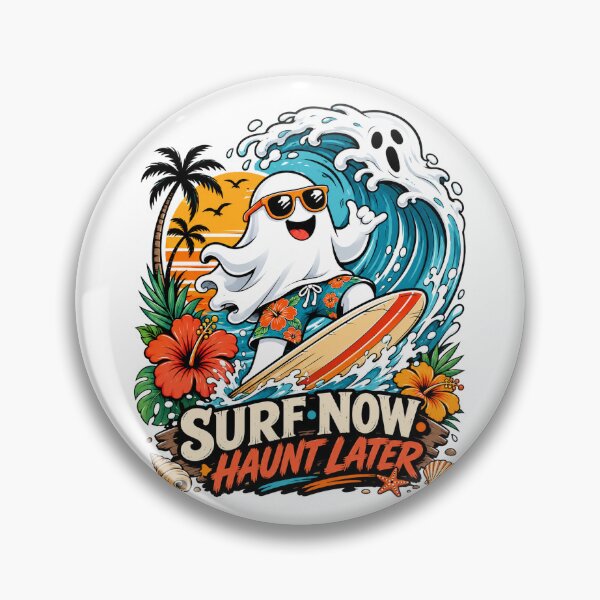 Item preview, Surf Now Haunt Later Funny Ghost Surfer Summerween Beach Halloween designed and sold by wizooo411.