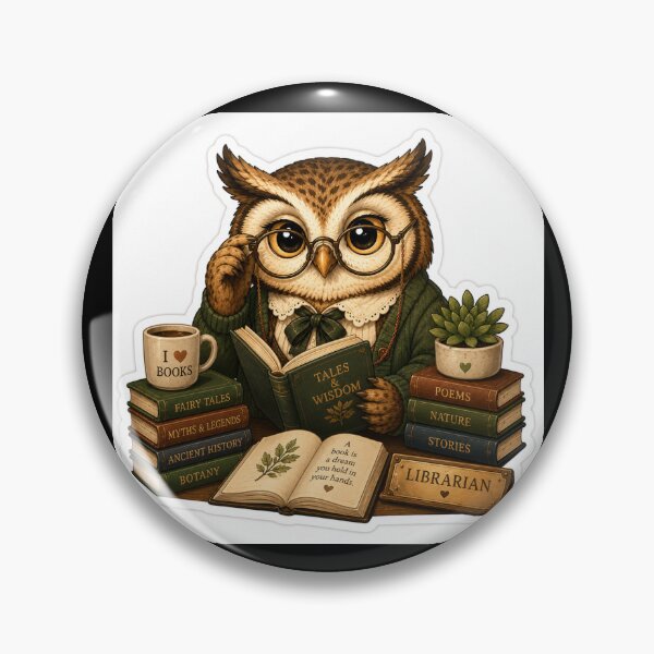 Item preview, Head Librarian Owl – Vintage Book Lover Art designed and sold by PatternFly.