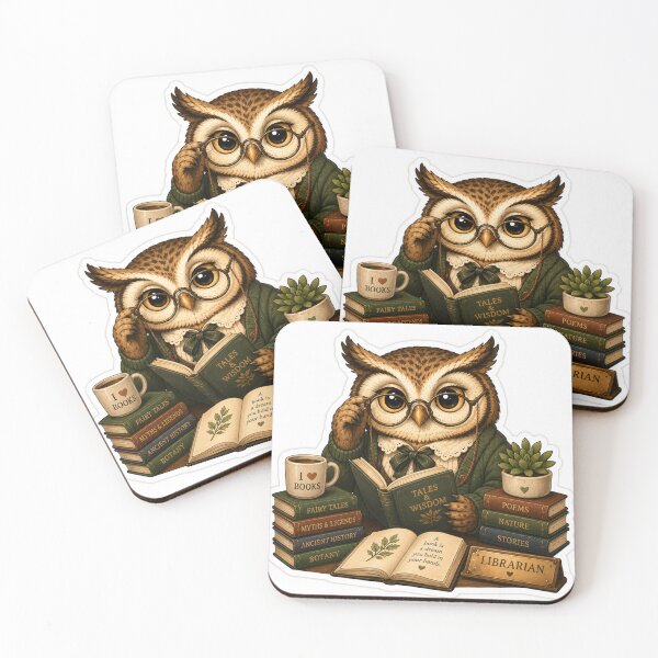 Item preview, Head Librarian Owl – Vintage Book Lover Art designed and sold by PatternFly.