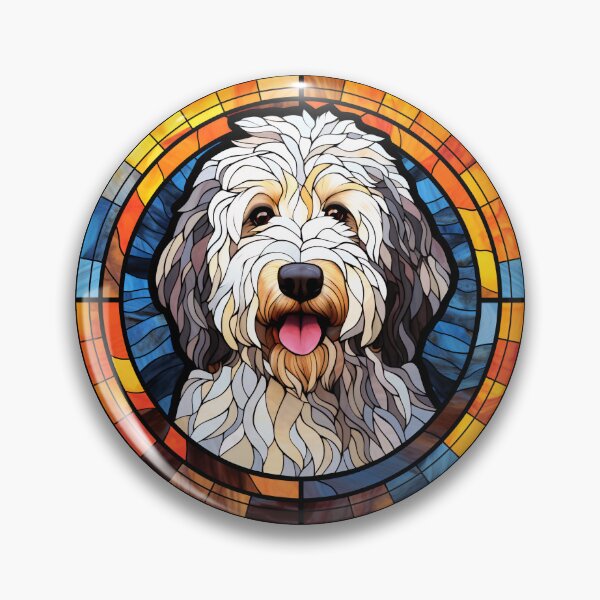 Item preview, Sheepadoodle Dog Stained Glass Leadlight Artistic Design Mom Dad designed and sold by rafaeltto.