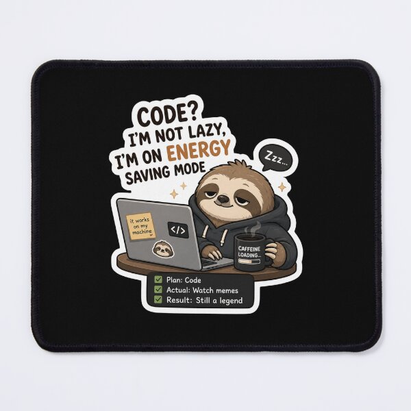 Item preview, Code? I'm Not Lazy, I'm On Energy Saving Mode – Sloth Sticker designed and sold by PatternFly.