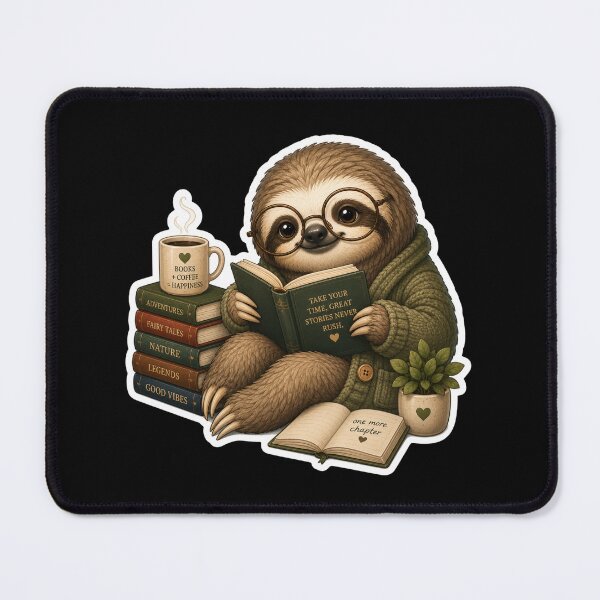 Item preview, Bookworm Sloth – Cozy Reading Illustration designed and sold by PatternFly.