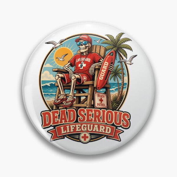 Item preview, Dead Serious Lifeguard Funny Skeleton Summerween Beach Vector designed and sold by wizooo411.