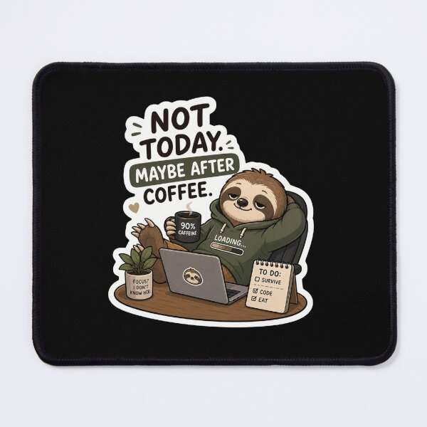 Item preview, Not Today, Maybe After Coffee – Funny Sloth Sticker designed and sold by PatternFly.