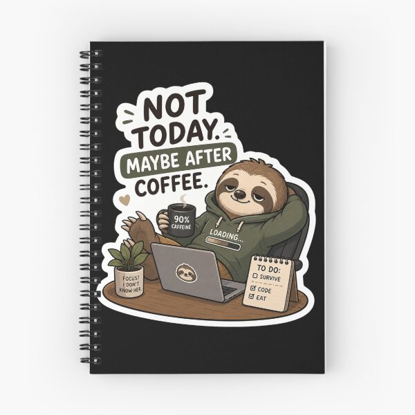 Item preview, Not Today, Maybe After Coffee – Funny Sloth Sticker designed and sold by PatternFly.