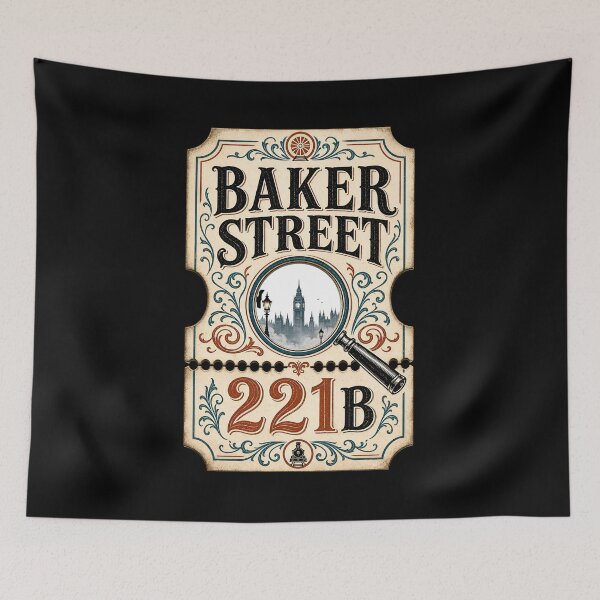 Item preview, Sherlock Holmes Baker Street 221B Vintage Ticket Plaque Art designed and sold by Fenay Designs.