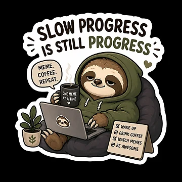 Artwork thumbnail, Slow Progress Is Still Progress – Sloth Meme Sticker by PatternFly