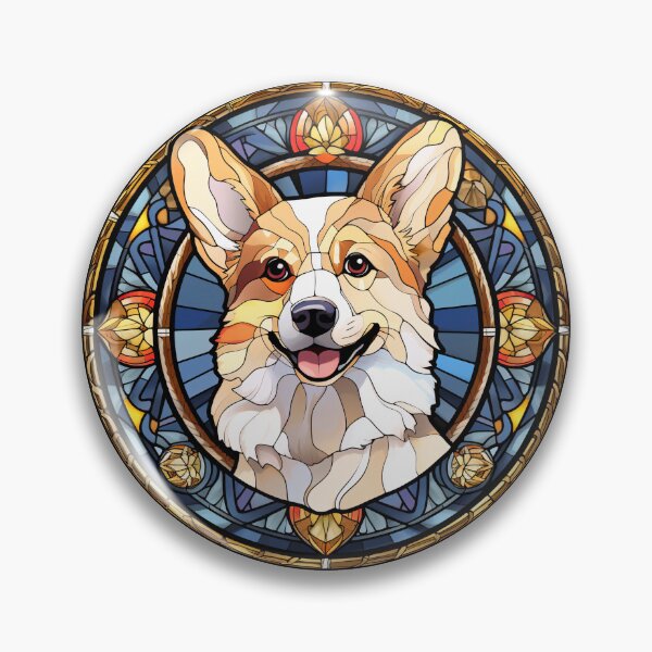 Item preview, Sabtle White Corgi Dog Stained Glass Leadlight Artistic Design Mom Dad designed and sold by rafaeltto.