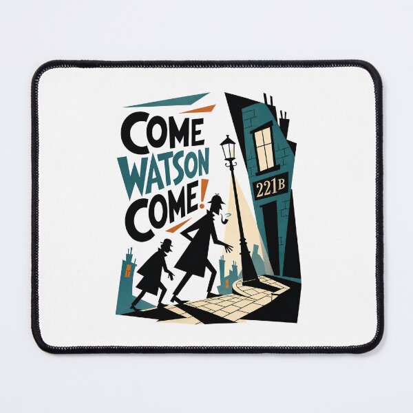 Item preview, Sherlock Holmes Come Watson Come Retro Mid Century Poster designed and sold by Fenay Designs.