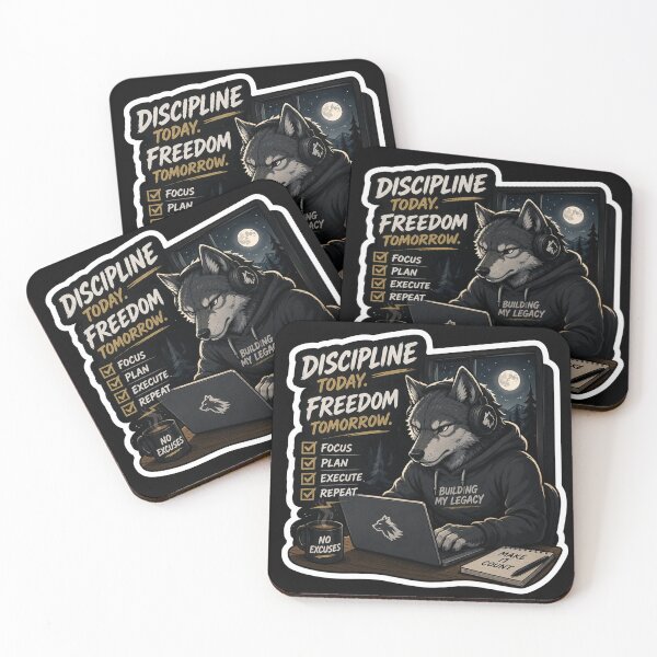 Item preview, Discipline Today, Freedom Tomorrow – Motivational Wolf Design designed and sold by PatternFly.