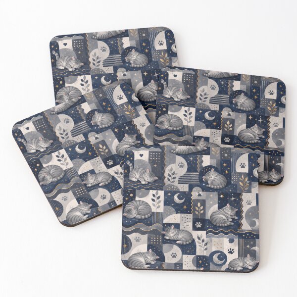 Item preview, Sleeping Gray Cat Moon Pattern designed and sold by Mindworx21.