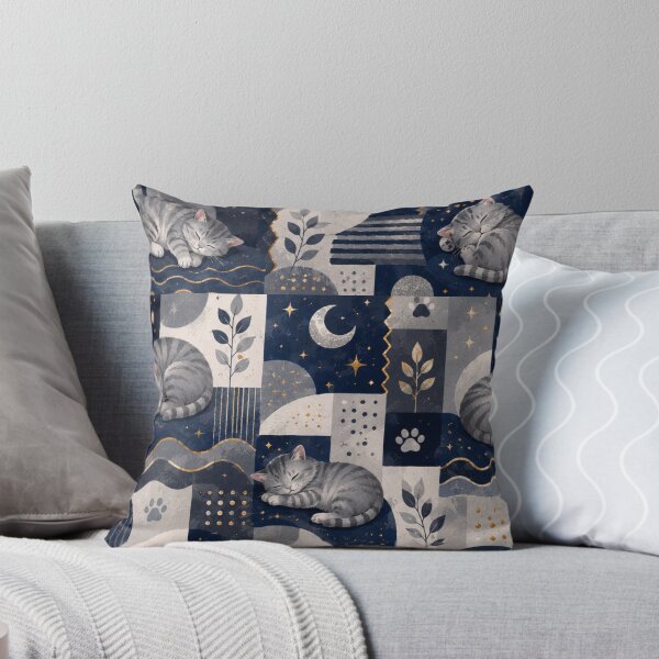 Item preview, Sleeping Gray Cat Moon Pattern designed and sold by Mindworx21.
