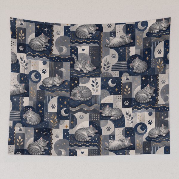 Item preview, Sleeping Gray Cat Moon Pattern designed and sold by Mindworx21.