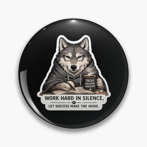 Item preview, Work Hard in Silence – Motivational Wolf Illustration designed and sold by PatternFly.