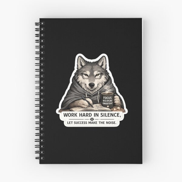 Item preview, Work Hard in Silence – Motivational Wolf Illustration designed and sold by PatternFly.