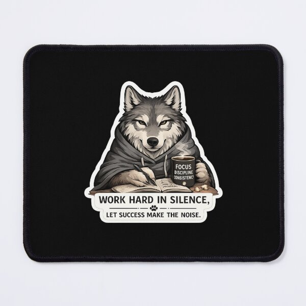 Item preview, Work Hard in Silence – Motivational Wolf Illustration designed and sold by PatternFly.