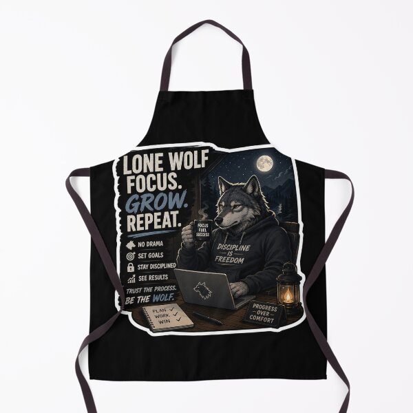 Item preview, Lone Wolf Focus, Grow, Repeat – Motivational Wolf Design designed and sold by PatternFly.